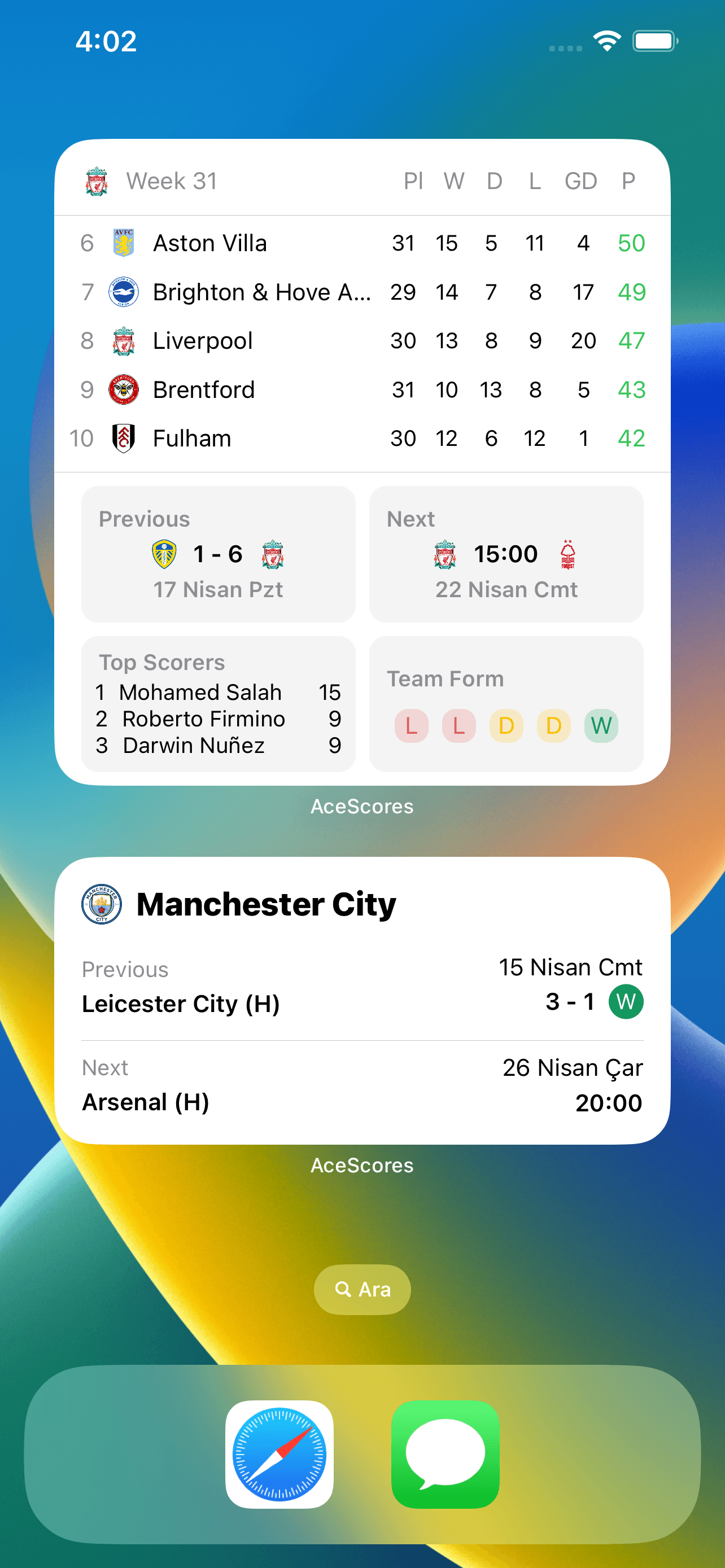 AceScores secondary app screenshot