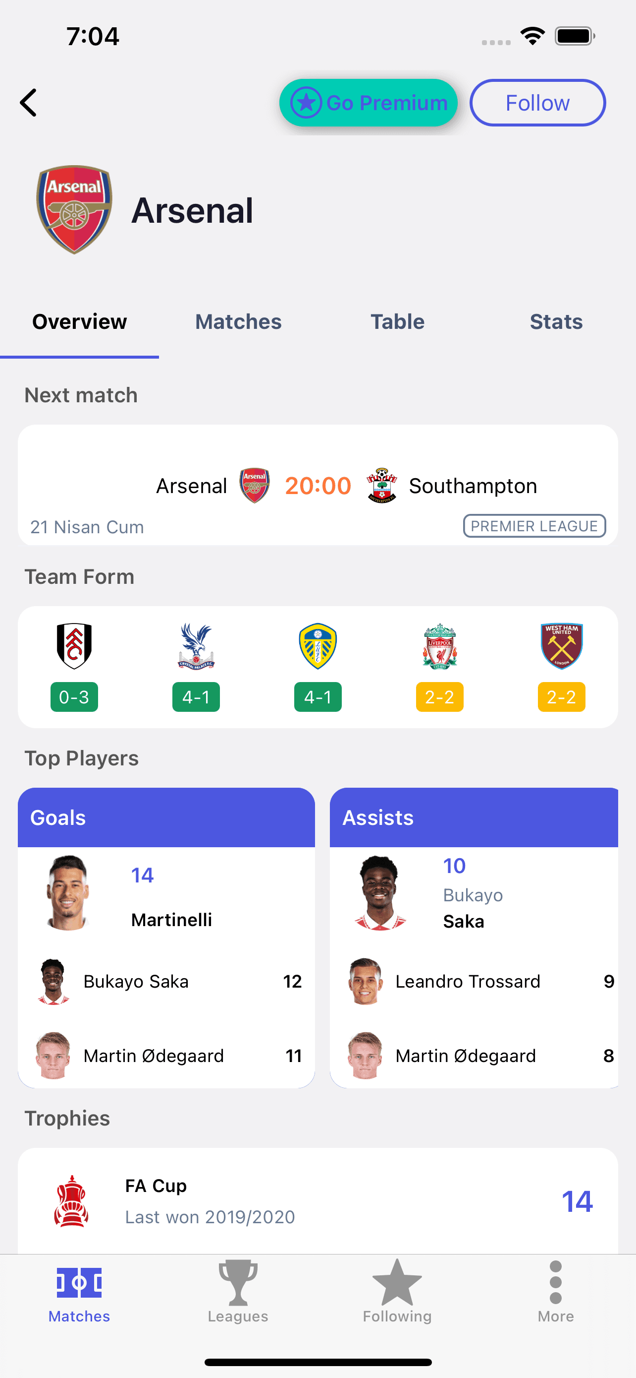 AceScores tertiary app screenshot